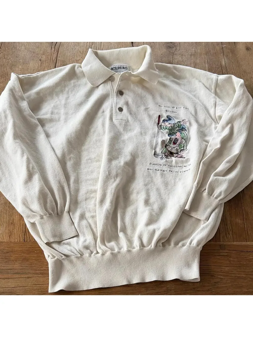 Vintage Iceberg Cream Cartoon Embroidered Sneezing